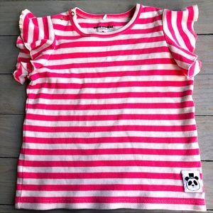 Mini Rodini Girls Pink & White Striped Tee